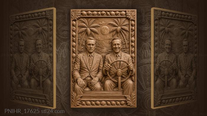 Gentlemen drivers tropical moonlight scene 3d STL model