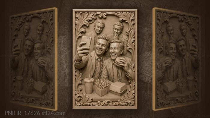Selfie in suits with a burger 3d STL model
