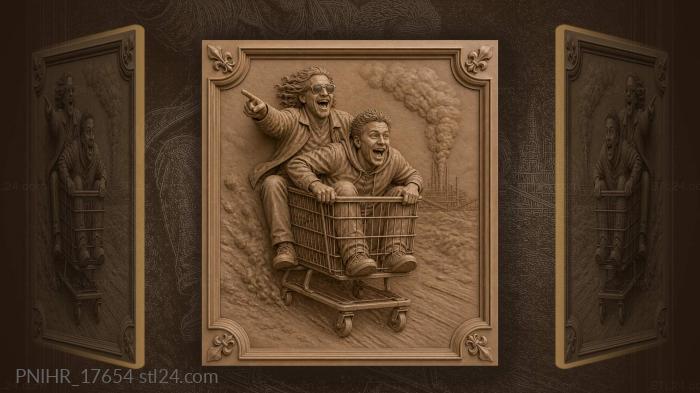 Riding a shopping cart together 3d STL model