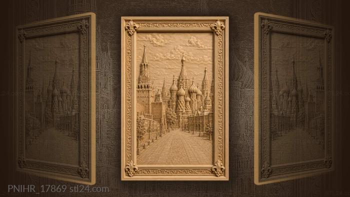 Red kremlin walls and onion domes 3d STL model