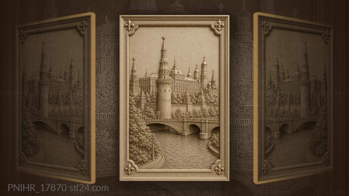 Moscow kremlin riverside city view 3d STL model