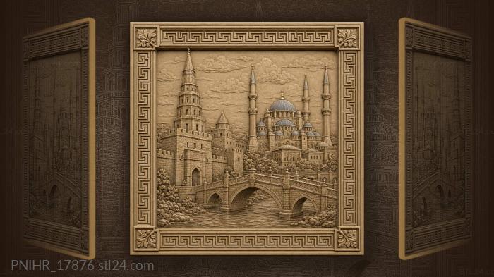 Riverside citadel links blue domes to bridge 3d STL model