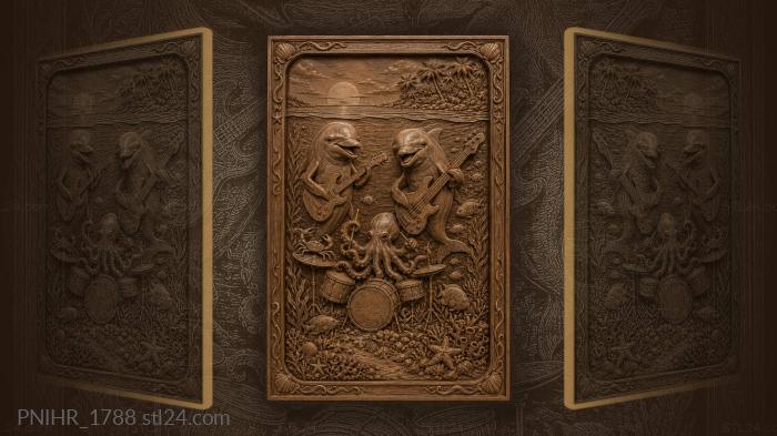 Dolphins musical sea life scene 3d STL model