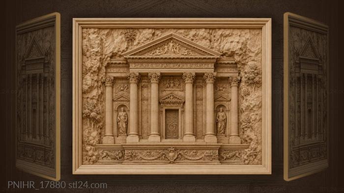 Sanctuary opens its portico between rocky walls 3d STL model