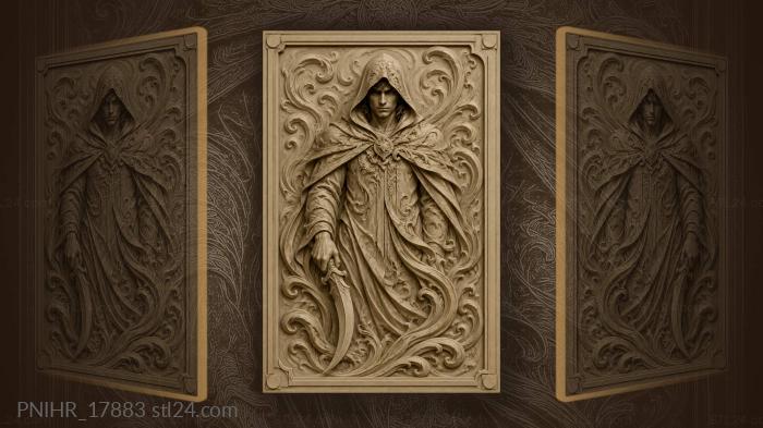 Cloaked figure lowering curved dagger 3d STL model