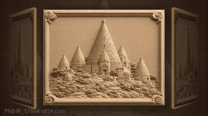 Ancient towers on rolling hills 3d STL model
