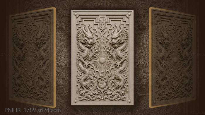 Dragons rising from golden sun 3d STL model