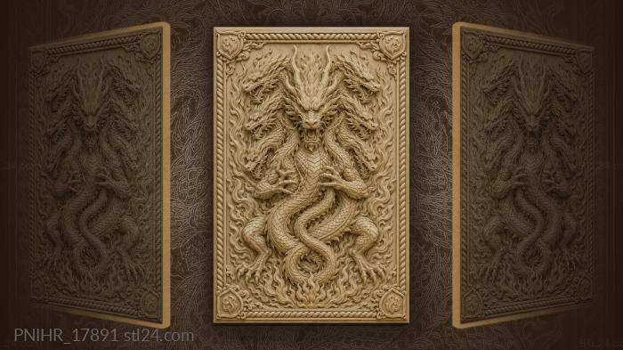 Many headed serpent rising from flames 3d STL model