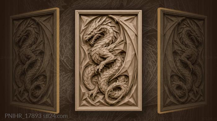 Fierce dragon winding downwards 3d STL model
