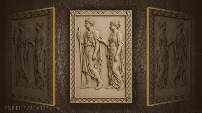 Traveller with a staff answering a stranger 3d STL model