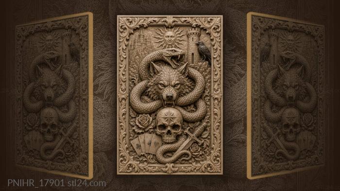 Serpent wolf skull sun tower 3d STL model
