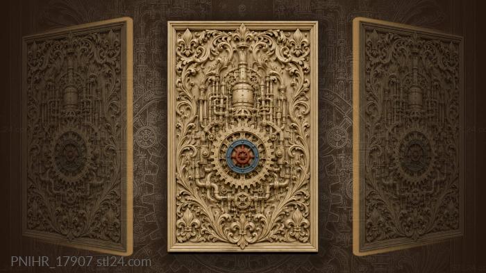 Steam engine beside coloured gear core 3d STL model