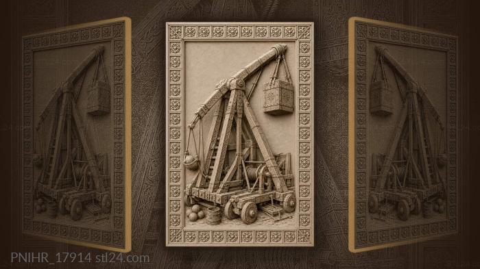 Medieval siege engine powerful construction 3d STL model