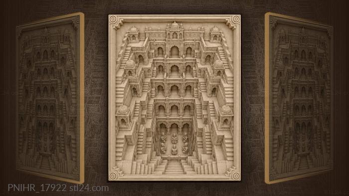 Stepped arches descending toward figures 3d STL model