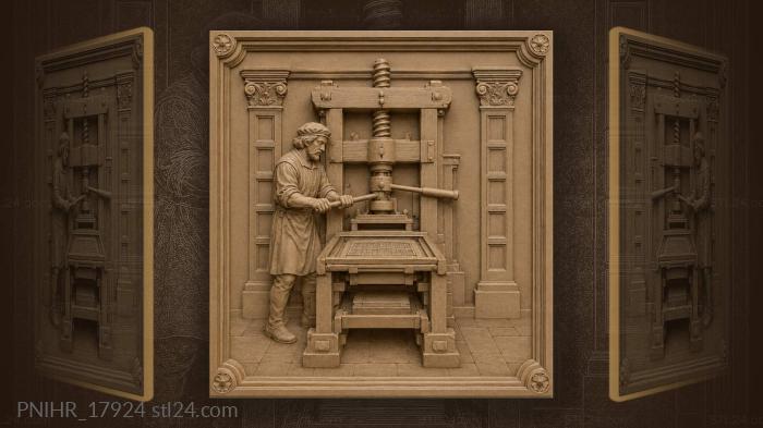 Antique press historical typesetting machine 3d STL model