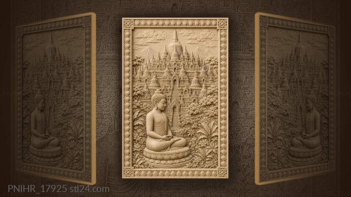 Borobudur temple lush garden buddha 3d STL model