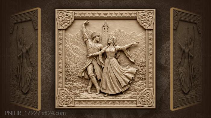 Folk dance by ancient tower 3d STL model