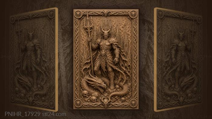 Demon lord with castle and dragon 3d STL model