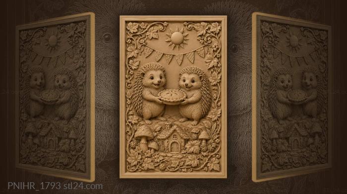 Hedgehogs sharing a sweet pie 3d STL model