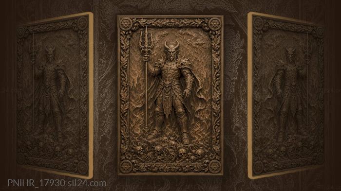 Fiery demon with skulls below 3d STL model