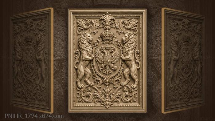 Lions and double-headed eagle heraldry 3d STL model