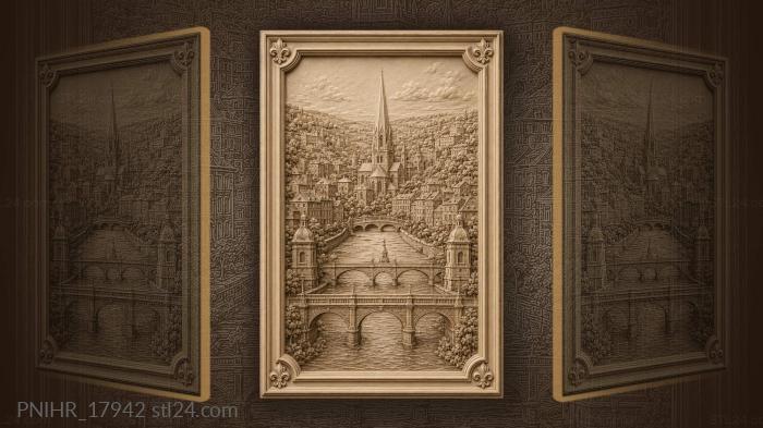 Bell tower rises above the hillside houses 3d STL model