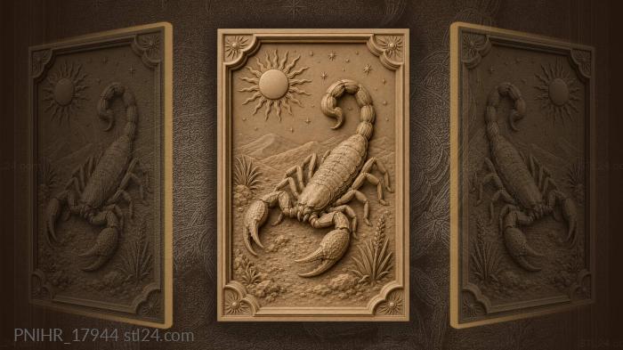Sun above rolling hills with scorpion 3d STL model
