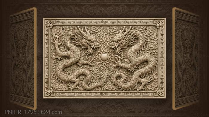Dragon shielding his coiled partner 3d STL model