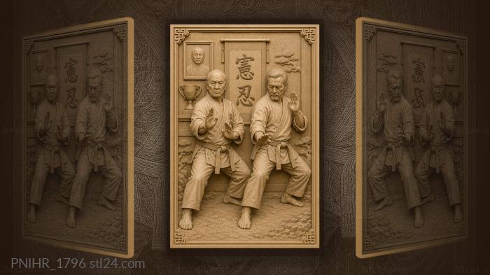Karate masters with ancient scroll 3d STL model