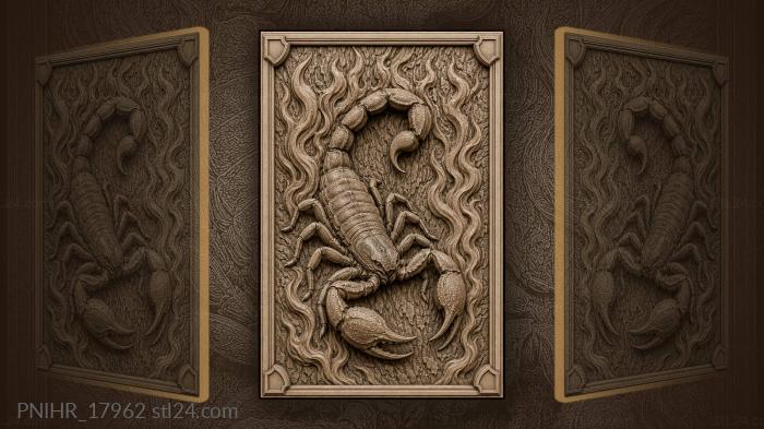 Fire and bark texture around the scorpion 3d STL model