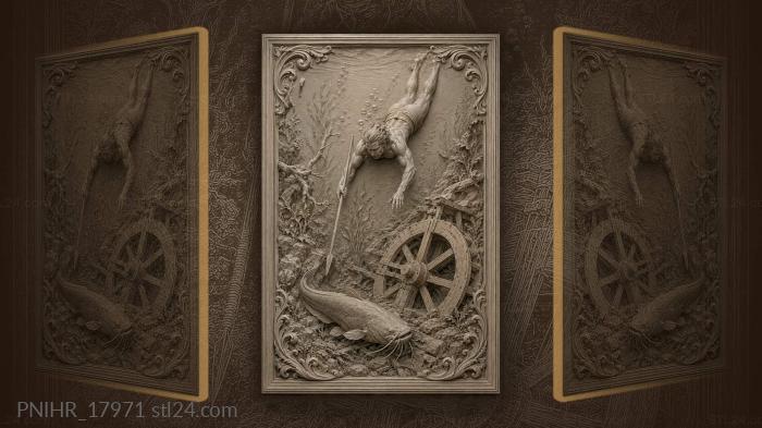 Diver and ancient mill underwater 3d STL model