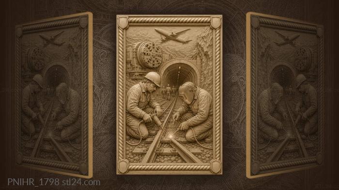Tunnel builders welding rail construction 3d STL model