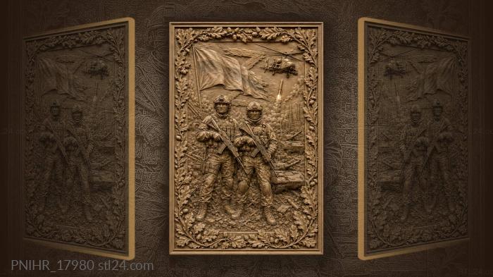 Soldiers under fire with russian symbol 3d STL model