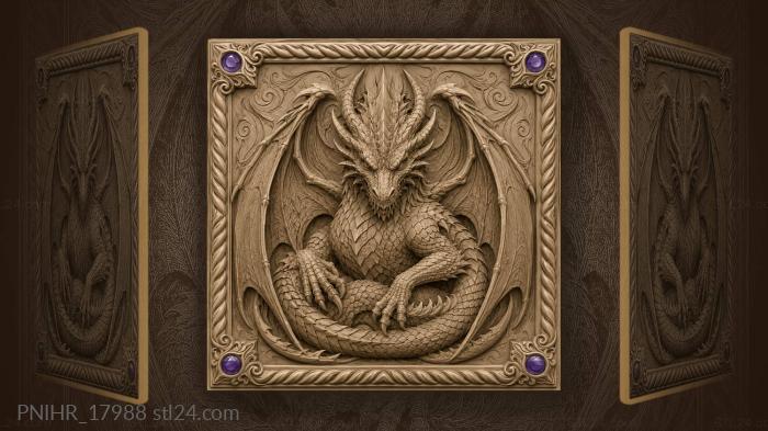 Powerful dragon with purple gems 3d STL model