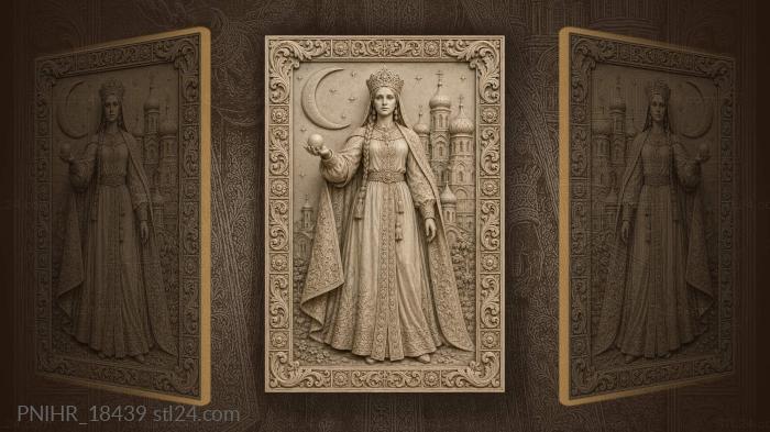 Slavic queen with orb and crescent moon 3d STL model