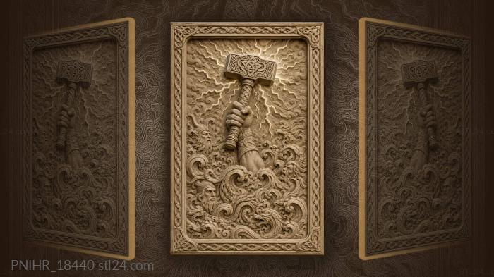 Mjolnir hammer with lightning waves 3d STL model