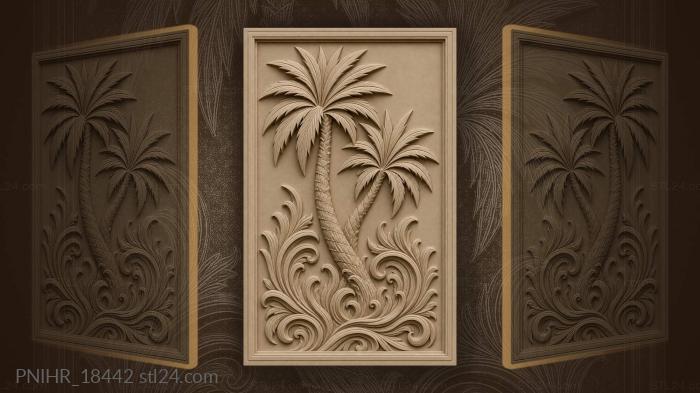 Twin palms abstract foliage swirl 3d STL model