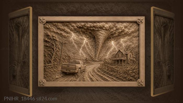 Storm chasers and distant tornado 3d STL model
