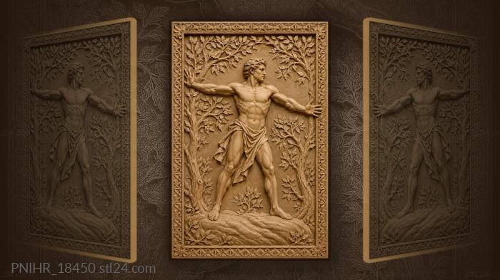 Man with outstretched arms on base 3d STL model