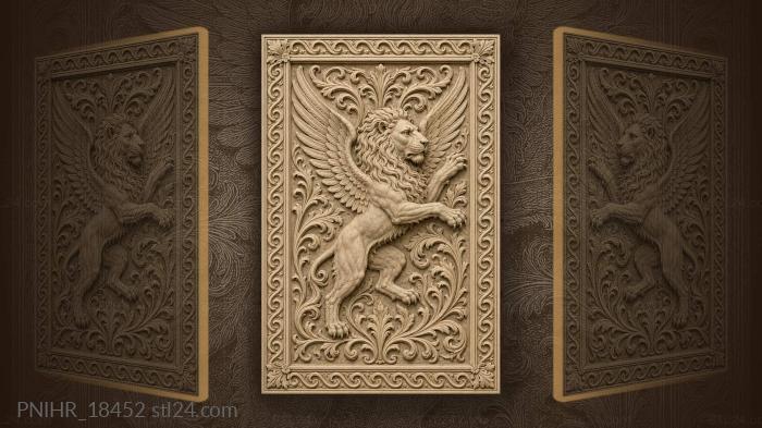 Winged beast amid an endless floral pattern 3d STL model