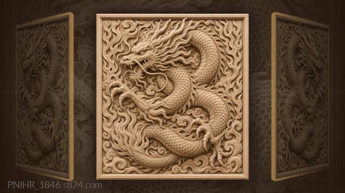 Coiled beast between two rising fires 3d STL model