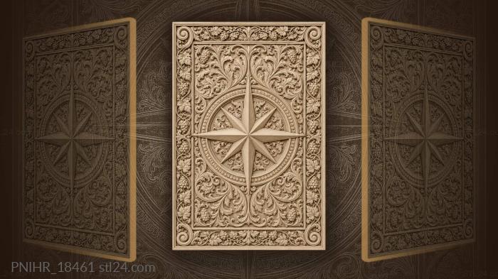 Rose compass with floral grapevine 3d STL model