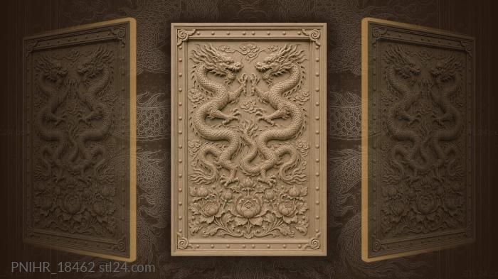 Dancing dragons floral symmetry power 3d STL model