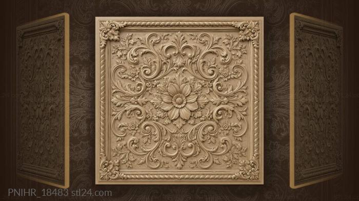 Floral medallion acanthus leaves scrolls 3d STL model