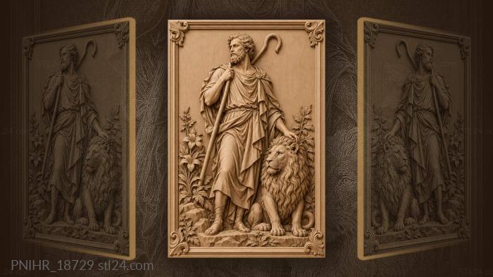 Shepherd with loyal lion companion 3d STL model
