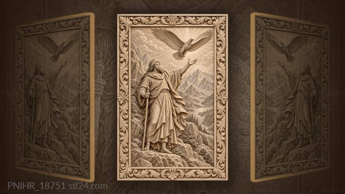 Majestic man with soaring eagle 3d STL model