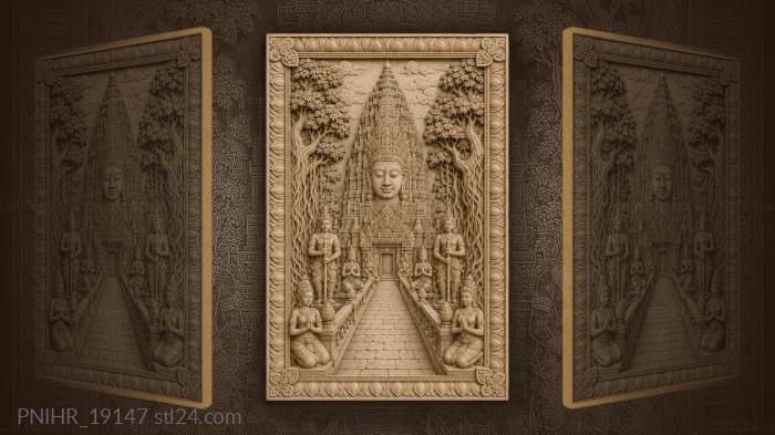 Sacred temple with stone bridge 3d STL model