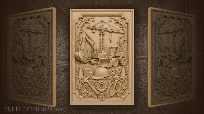 Construction machinery at work site 3d STL model