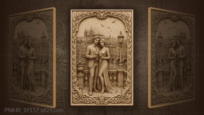 Romantic balcony view with city 3d STL model
