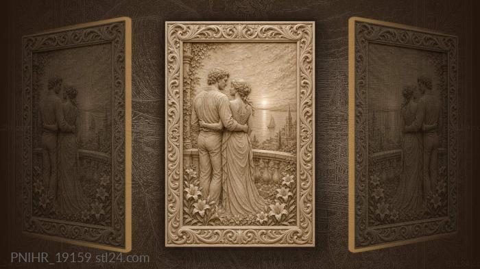Sunset balcony love seascape romance 3d STL model